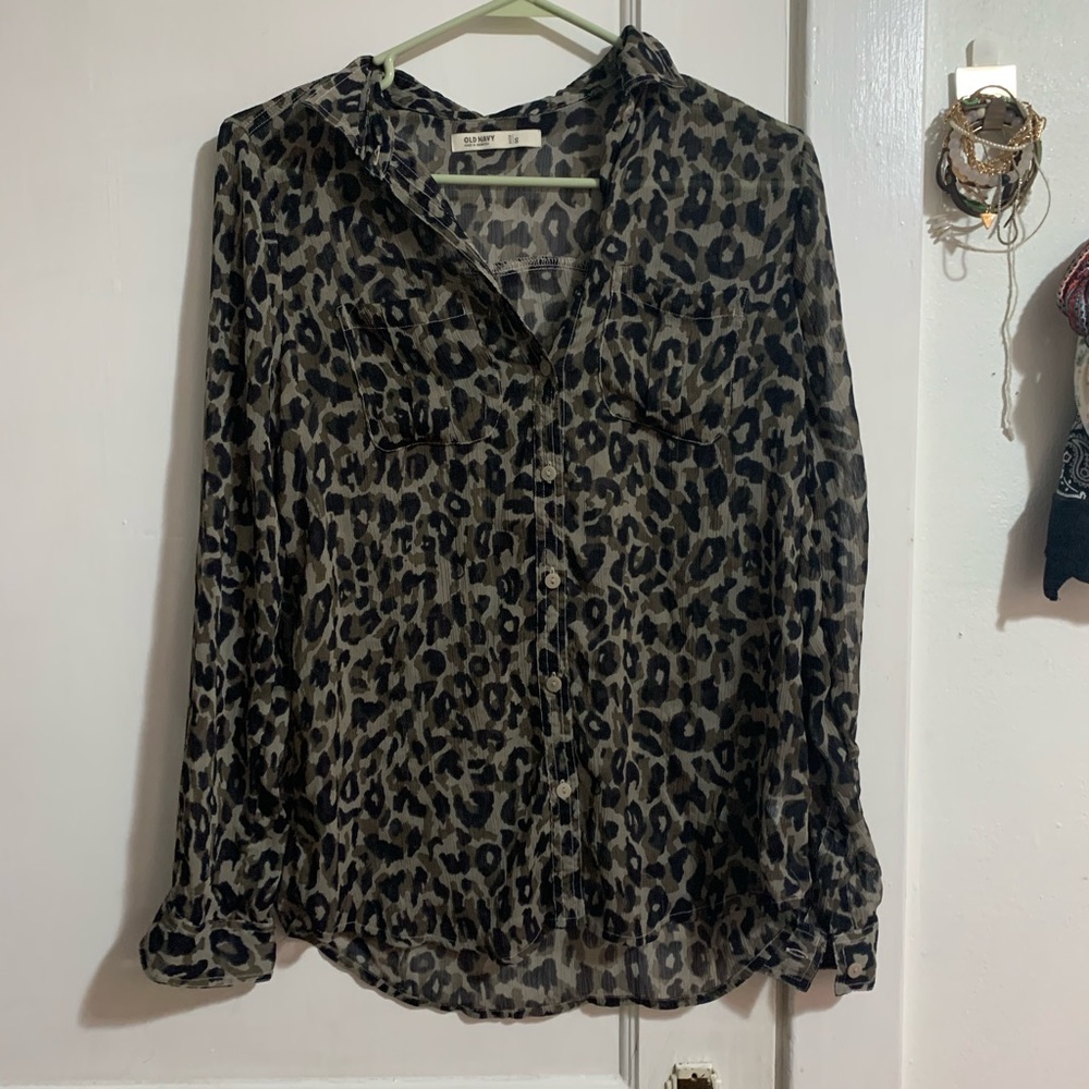 Sheer cheetah print blouse